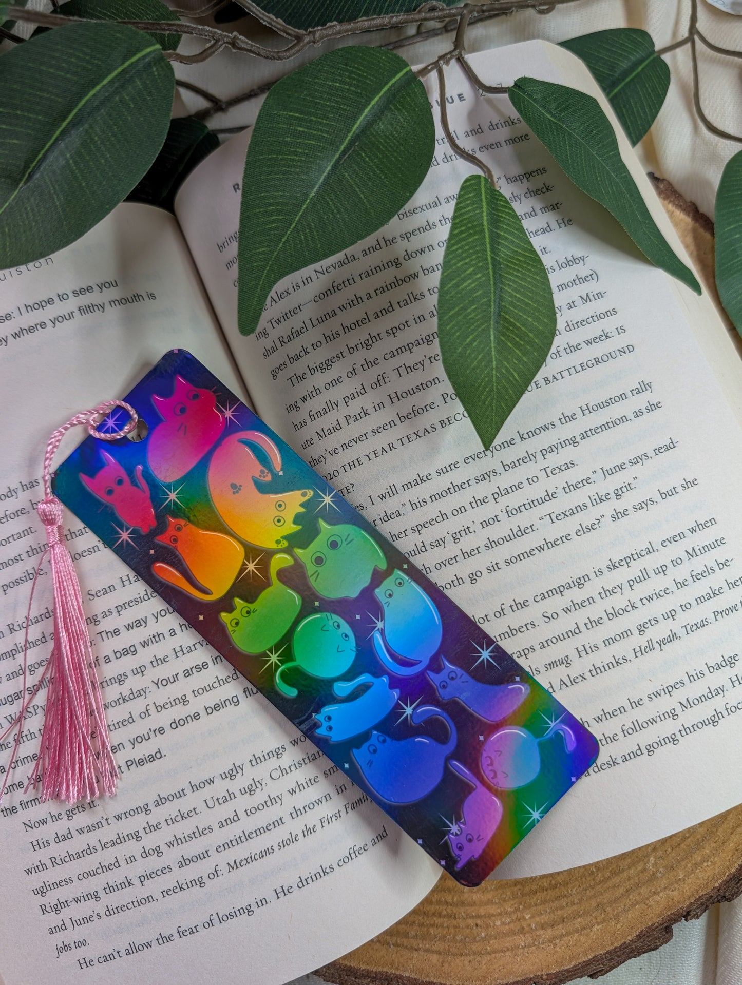 General Bookish Tassel Bookmark - Rainbow Cats