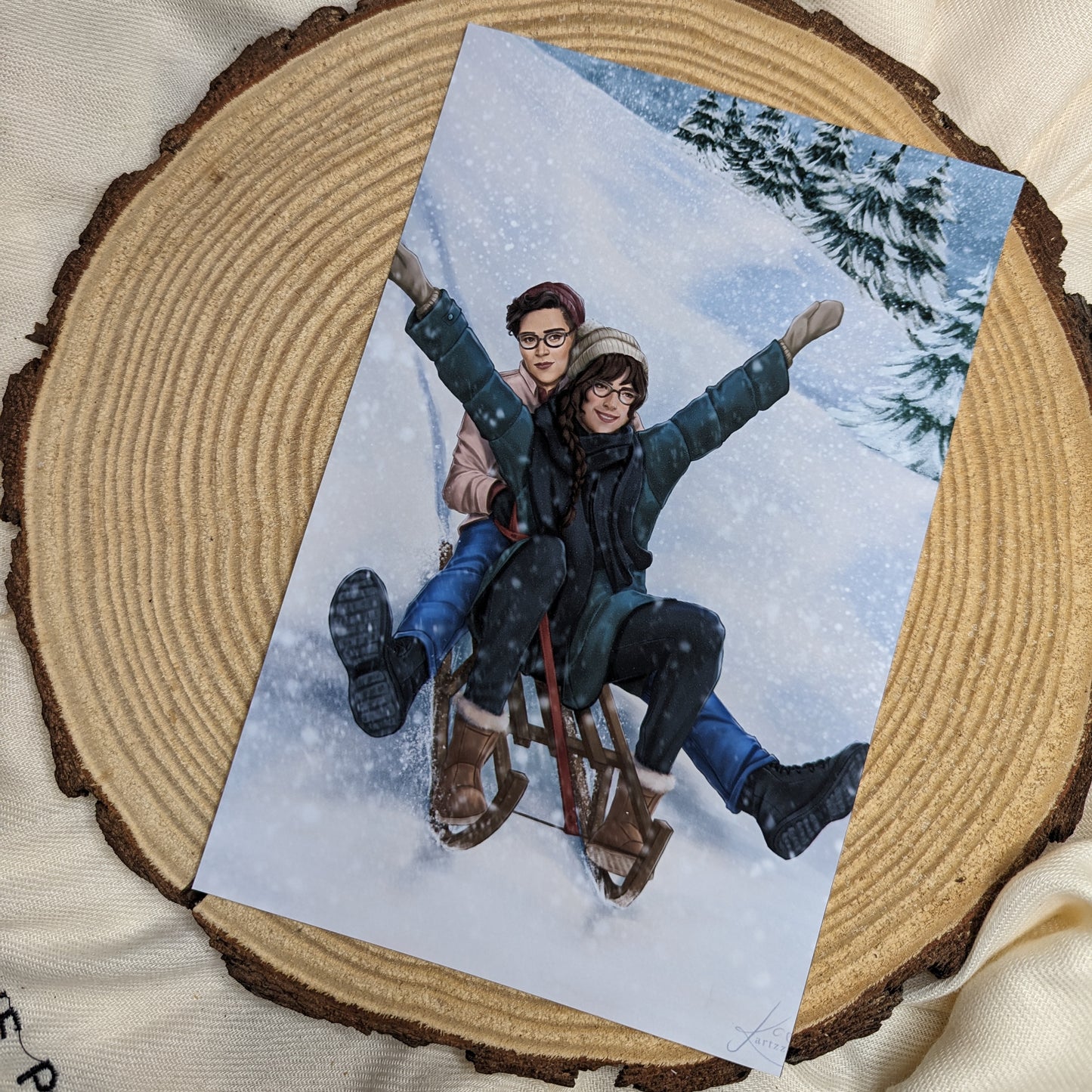 Kiss Her Once for Me Print - Sledding Date