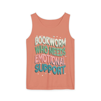 General Bookish Unisex Tank Top - Bookworm Who Needs Emotional Support