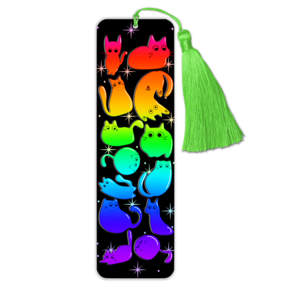General Bookish Tassel Bookmark - Rainbow Cats