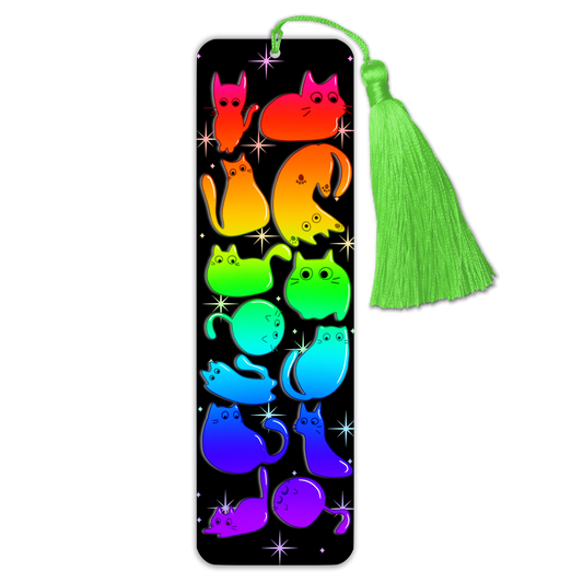 General Bookish Tassel Bookmark - Rainbow Cats