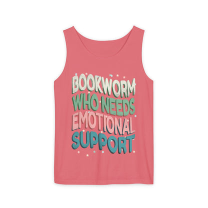 General Bookish Unisex Tank Top - Bookworm Who Needs Emotional Support