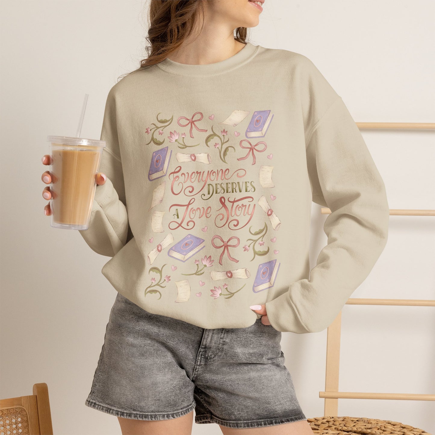 General Bookish Sweatshirt - Everyone Deserves a Love Story (Front Design)