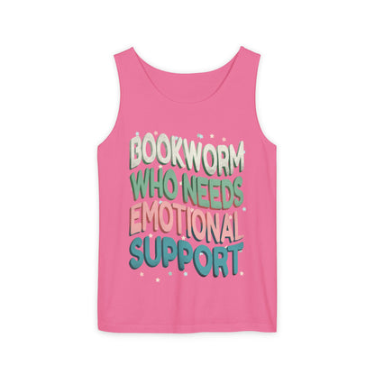 General Bookish Unisex Tank Top - Bookworm Who Needs Emotional Support