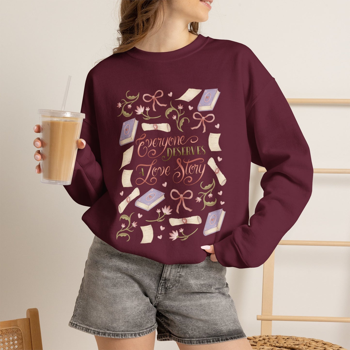 General Bookish Sweatshirt - Everyone Deserves a Love Story (Front Design)