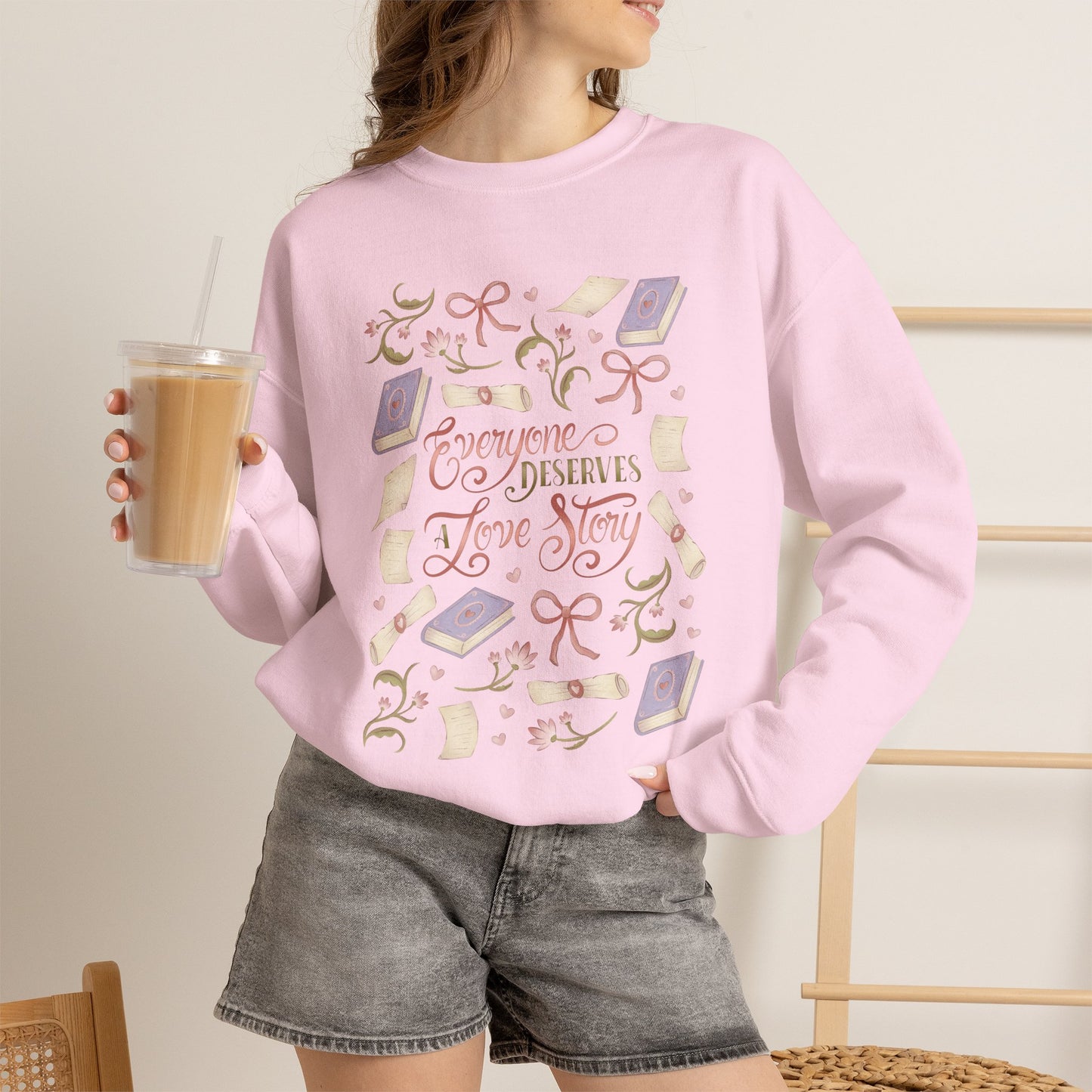 General Bookish Sweatshirt - Everyone Deserves a Love Story (Front Design)