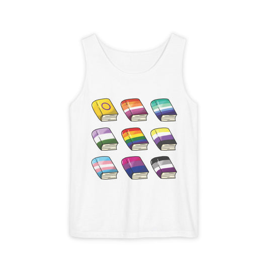 General Bookish Unisex Tank Top - Pride Flag Books