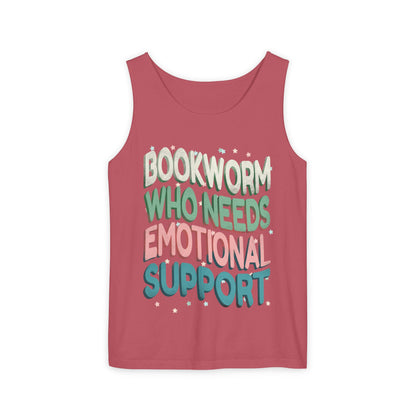 General Bookish Unisex Tank Top - Bookworm Who Needs Emotional Support