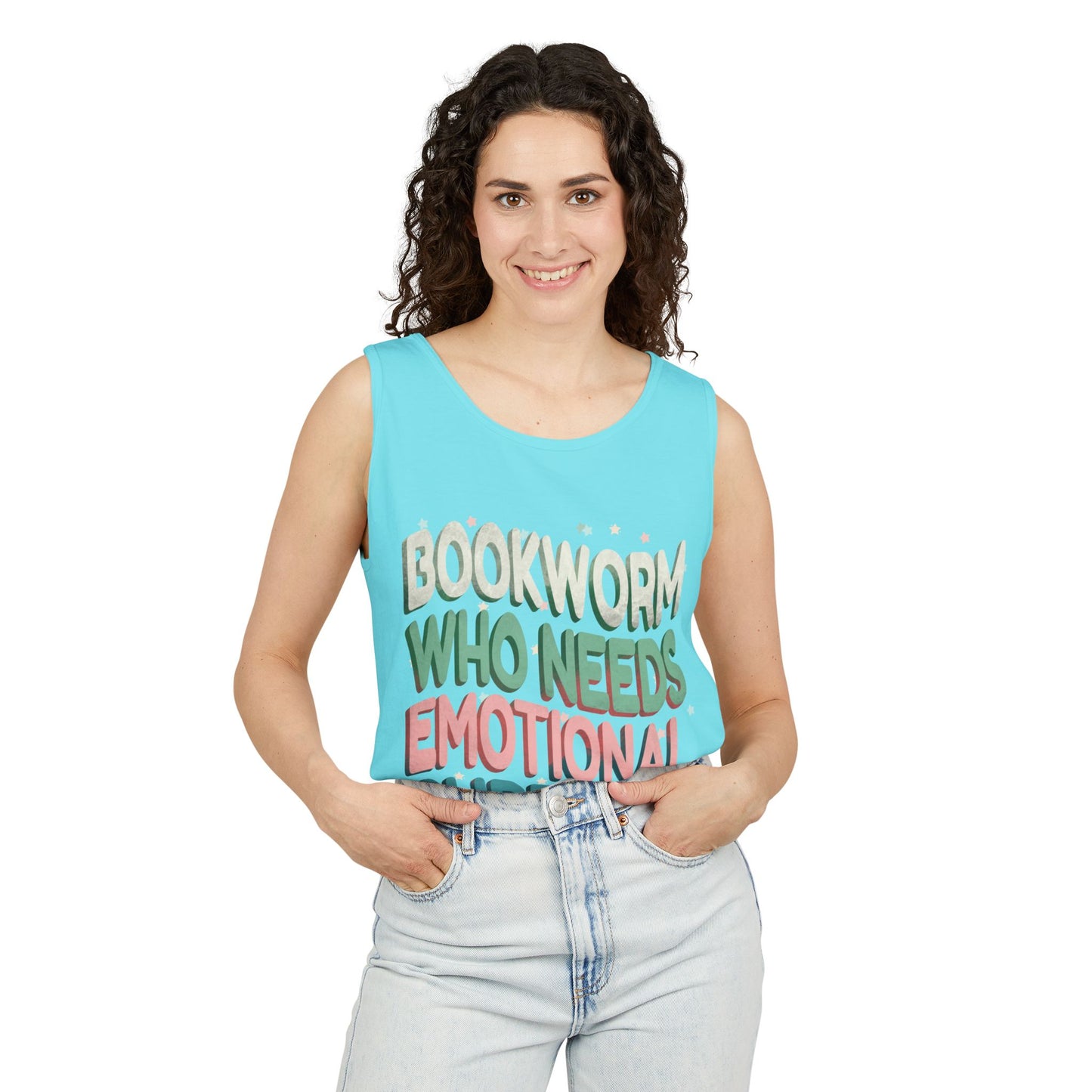 General Bookish Unisex Tank Top - Bookworm Who Needs Emotional Support