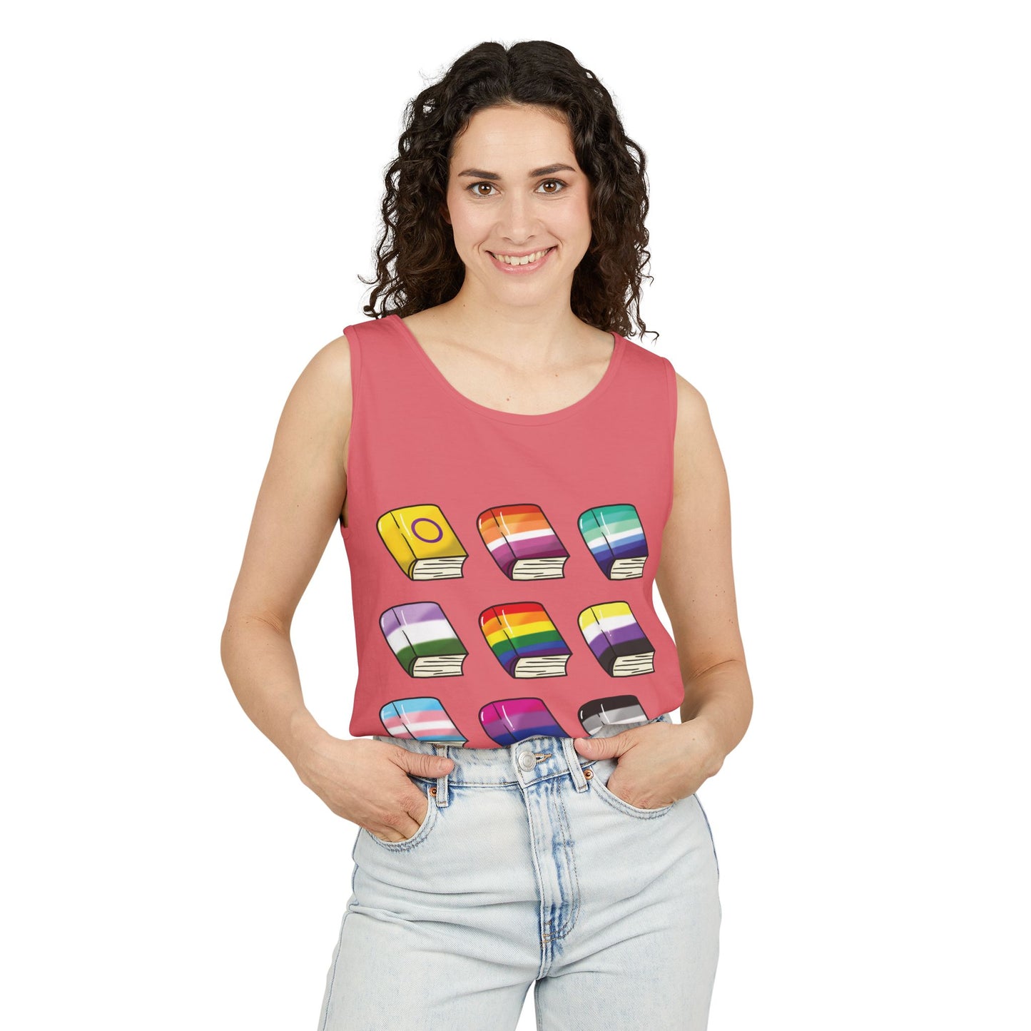 General Bookish Unisex Tank Top - Pride Flag Books