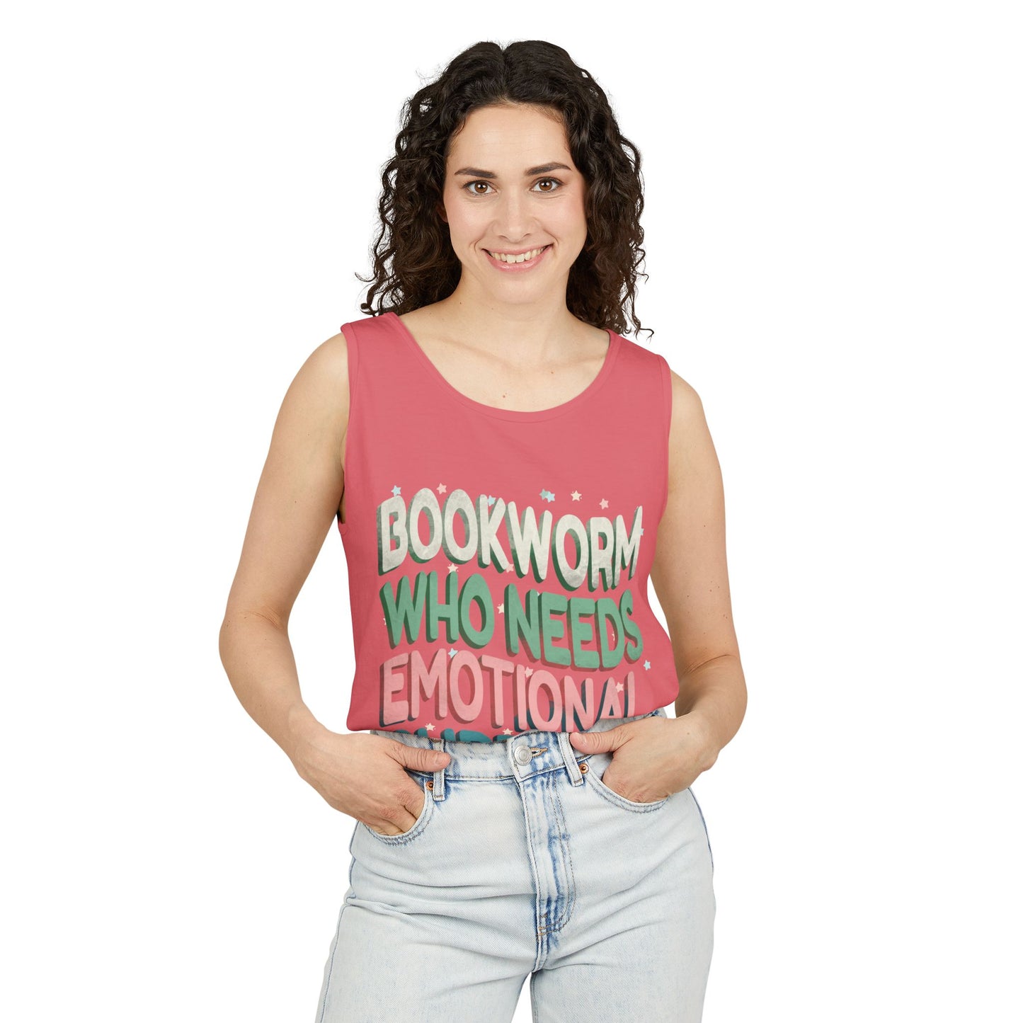 General Bookish Unisex Tank Top - Bookworm Who Needs Emotional Support