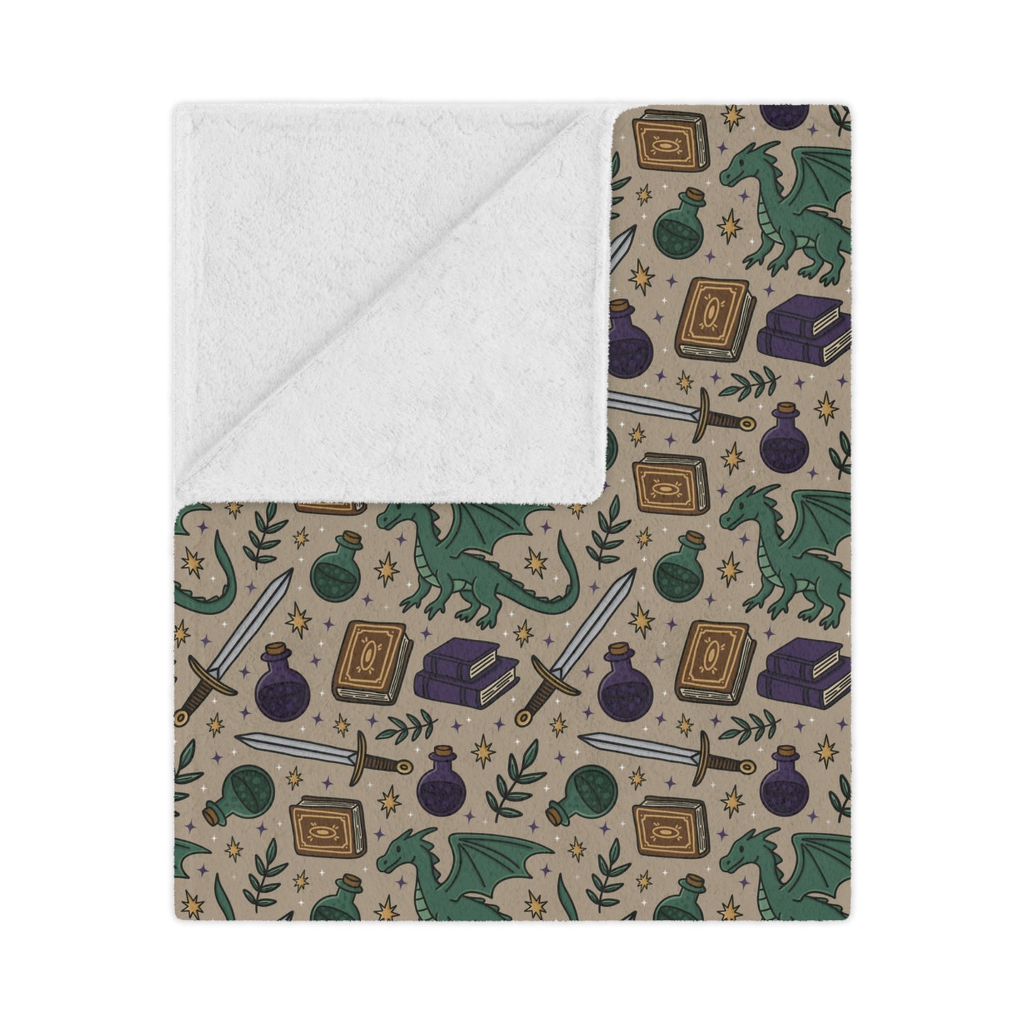 General Bookish Minky Blanket - Swords and Dragons