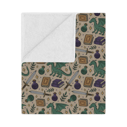 General Bookish Minky Blanket - Swords and Dragons