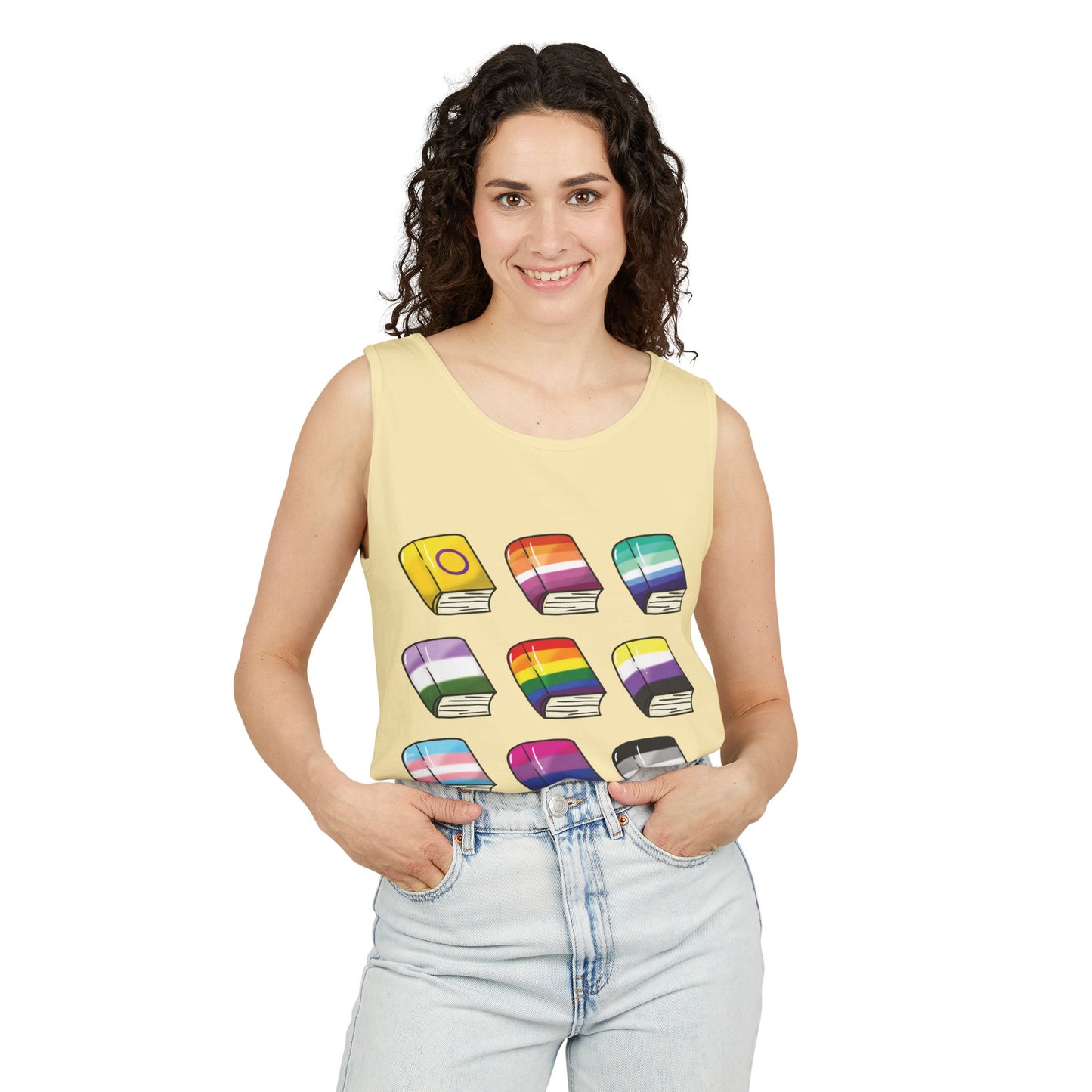 General Bookish Unisex Tank Top - Pride Flag Books