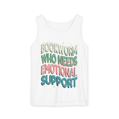 General Bookish Unisex Tank Top - Bookworm Who Needs Emotional Support