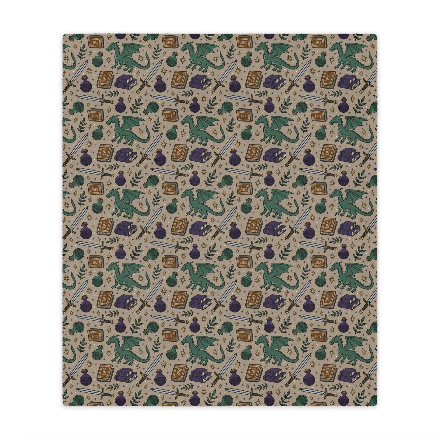 General Bookish Minky Blanket - Swords and Dragons