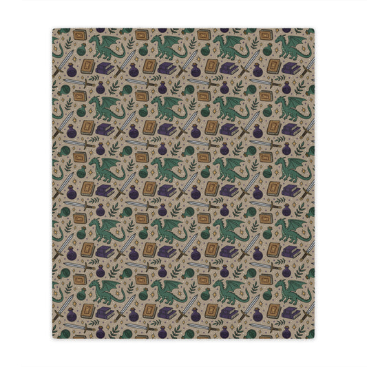 General Bookish Minky Blanket - Swords and Dragons