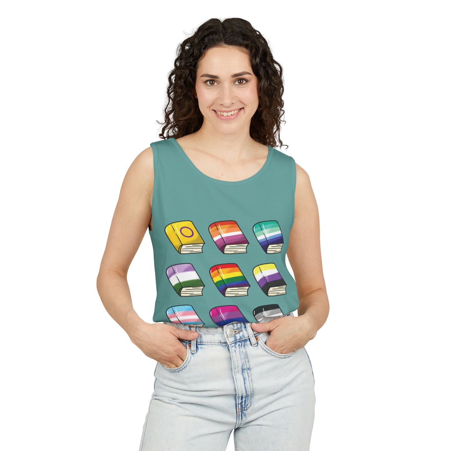 General Bookish Unisex Tank Top - Pride Flag Books
