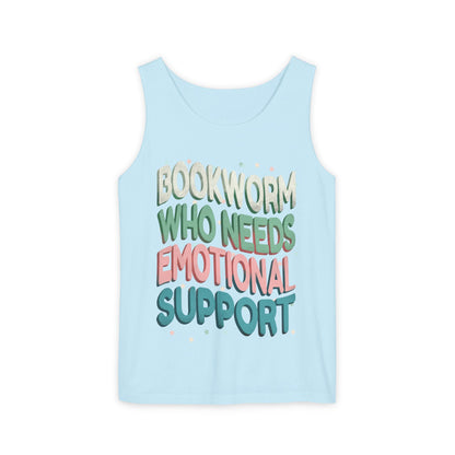 General Bookish Unisex Tank Top - Bookworm Who Needs Emotional Support