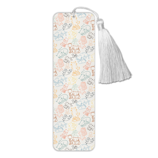 General Bookish Tassel Bookmark - Sketchy Cats
