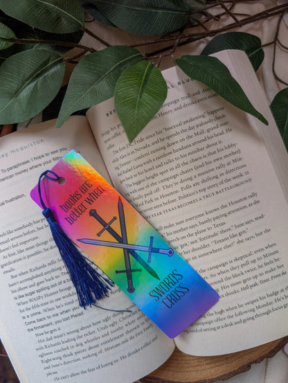 General Bookish Tassel Bookmark - Books Are Better When Swords Cross