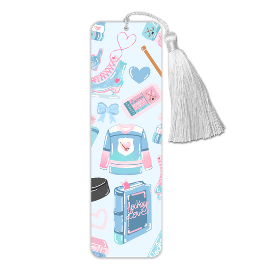 General Bookish Tassel Bookmark - Hockey Hearts